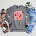 Cute Pink Book Pattern Book Lover Raglan Sleeve Sweatshirt Deep Heather