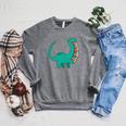 Dinosaur Carrying Book Reading Bookworm Librarian Raglan Sleeve Sweatshirt Deep Heather