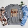 Dogs Books Coffee Lover Raglan Sleeve Sweatshirt Deep Heather