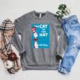 Dr Seuss The Cat In The Hat Book Cover Raglan Sleeve Sweatshirt Deep Heather