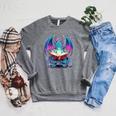 Dragon Reading Book Lover Raglan Sleeve Sweatshirt Deep Heather