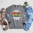Dragon Reading Book Retro Vintage 80s Library Bookworm Raglan Sleeve Sweatshirt Deep Heather