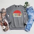Drink Coffee Read Books Be Happy Retro Vintage Sunset Raglan Sleeve Sweatshirt Deep Heather