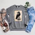 Edgar Allan Poe Raven Gothic Book Lover Raglan Sleeve Sweatshirt Deep Heather