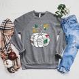 Fall Bookshelf Pumpkin Autumn Reading Raglan Sleeve Sweatshirt Deep Heather
