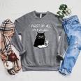 First Of All I’m A Delight Cute Cat Books Coffee Humor Raglan Sleeve Sweatshirt Deep Heather