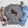 Floral Cat Reading Book Kitten Illustration Raglan Sleeve Sweatshirt Deep Heather Floral Cat Reading Book Kitten Illustration Raglan Sleeve Sweatshirt Deep Heather