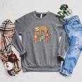 Floral Sloth Sleeping On Books Raglan Sleeve Sweatshirt Deep Heather