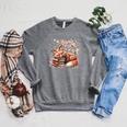 Fox And Book Lover Graphic For Women And Spring Pink Flower Raglan Sleeve Sweatshirt Deep Heather