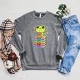 Frog Reading Books Bookworm Librarian Raglan Sleeve Sweatshirt Deep Heather