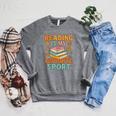 Fun Reading Is My Favorite Sport Book Lover Raglan Sleeve Sweatshirt Deep Heather
