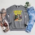 FUNNY Creepy Neighbor Comics Parody Horror Comic Book Raglan Sleeve Sweatshirt Deep Heather