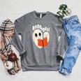 Ghost Book Reading Raglan Sleeve Sweatshirt Deep Heather