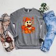 Ghost Reading Book Lovers Autumn Fall Halloween Raglan Sleeve Sweatshirt Deep Heather