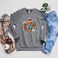 Gingerbread Reading Book Lovers Christmas Bookworm Librarian Raglan Sleeve Sweatshirt Deep Heather