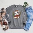 Goat Reading Book Graphic Goat With Book Floral Raglan Sleeve Sweatshirt Deep Heather