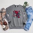Gothic Books Roses Dark Academia Vintage Library Romance Raglan Sleeve Sweatshirt Deep Heather