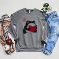 Grumpy Frog Book Lover Librarian Anime Japanese Raglan Sleeve Sweatshirt Deep Heather