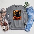 Halloween Cat Reading Books Spooky Cat Reader Teachers For Men Women Kids Raglan Sleeve Sweatshirt Deep Heather Halloween Cat Reading Books Spooky Cat Reader Teachers For Men Women Kids Raglan Sleeve Sweatshirt Deep Heather
