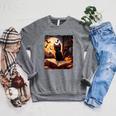 Halloween Cat Reading Books Spooky Cat Reader Teachers Raglan Sleeve Sweatshirt Deep Heather