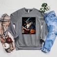 Halloween Girls Boys Wizard Book Pumpkin Kids Halloween Raglan Sleeve Sweatshirt Deep Heather