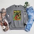 Halloween Horror Monster Vintage Comic Book Retro Raglan Sleeve Sweatshirt Deep Heather