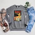 Halloween Horror Vintage Ghost Comic Book Retro Scary Raglan Sleeve Sweatshirt Deep Heather