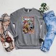 Halloween Horror Vintage Monster Comic Book Retro Raglan Sleeve Sweatshirt Deep Heather