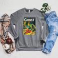 Halloween Horror Vintage Monster Comic Book Retro Scary Raglan Sleeve Sweatshirt Deep Heather