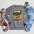 Halloween Monster Scary Vintage Horror Comic Book Raglan Sleeve Sweatshirt Deep Heather