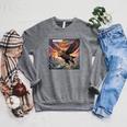 Hawk Bear Hybrid Comic Book Style Raglan Sleeve Sweatshirt Deep Heather Hawk Bear Hybrid Comic Book Style Raglan Sleeve Sweatshirt Deep Heather