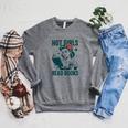 Hot Girls Read Books Bookworm Librarian Humor Raglan Sleeve Sweatshirt Deep Heather