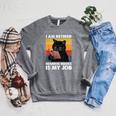 I'm Retired Reading Books Is My Job Cat Reader Raglan Sleeve Sweatshirt Deep Heather