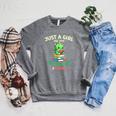 Just a Girl Who Loves Dragons & Books Book Lover Kids Nerd Raglan Sleeve Sweatshirt Deep Heather