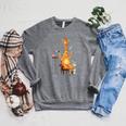 Kawaii Cute Giraffes Books And Tea Women's Raglan Sleeve Sweatshirt Deep Heather