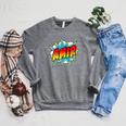 Kids Boys Amir Name Comic Book Superhero Raglan Sleeve Sweatshirt Deep Heather