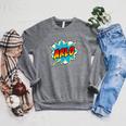 Kids Boys Arlo Comic Book Superhero Name Raglan Sleeve Sweatshirt Deep Heather