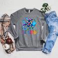 Kids Be Kind Rainbow Scale Fish Teacher Reading Book Toddler Raglan Sleeve Sweatshirt Deep Heather