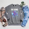 Be Kind Rainbow Scale Fish Teacher Reading Book Toddler Raglan Sleeve Sweatshirt Deep Heather