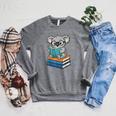 Koala Reading Book Glasses Bookworm Librarian Raglan Sleeve Sweatshirt Deep Heather