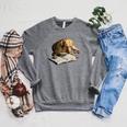 Labrador Retriever Dog Bookworm Reading Book Graphic Raglan Sleeve Sweatshirt Deep Heather