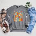 Library Squad Team Librarian Teacher Book Lover Retro Groovy Raglan Sleeve Sweatshirt Deep Heather