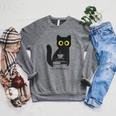 Life Essentials Witty Grungy Noisy Book Tea And Cat Raglan Sleeve Sweatshirt Deep Heather