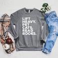 Lift Heavy Pet Cats Read Books Gym Workout Weight Lifter Raglan Sleeve Sweatshirt Deep Heather Lift Heavy Pet Cats Read Books Gym Workout Weight Lifter Raglan Sleeve Sweatshirt Deep Heather
