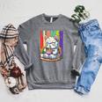 Llamen Cute Kawaii Llama Eating Ramen And Reading Books Raglan Sleeve Sweatshirt Deep Heather