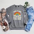 Take A Look A Book Vintage Reading Librarian Rainbow Raglan Sleeve Sweatshirt Deep Heather