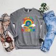Take a Look It's In a Book Rainbow Reading Raglan Sleeve Sweatshirt Deep Heather