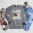 I Love Books Librarian Raglan Sleeve Sweatshirt Deep Heather