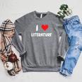 I Love Literature Heart Books Writing Reading Read Write Raglan Sleeve Sweatshirt Deep Heather I Love Literature Heart Books Writing Reading Read Write Raglan Sleeve Sweatshirt Deep Heather