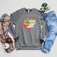 I Love Reading Heart Love Books TShirt Library Bookworm Raglan Sleeve Sweatshirt Deep Heather